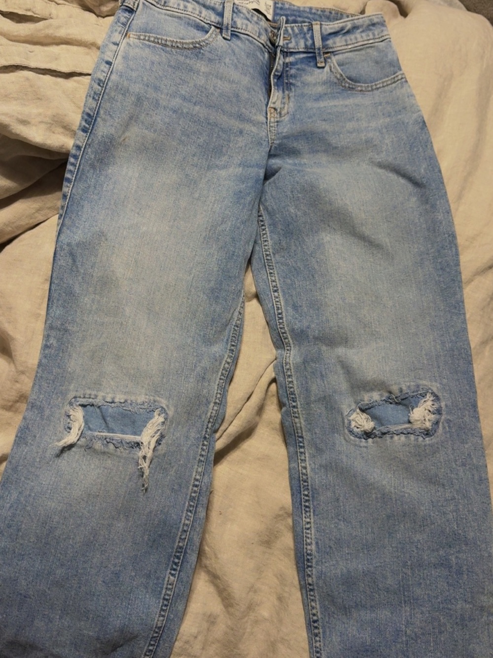 abercrombie kids Light Blue Distressed Boyfriend Jeans